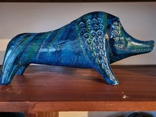 ceramic boar by Aldo Londi for Bitossi in 'rimini blue' Italy circa 1960