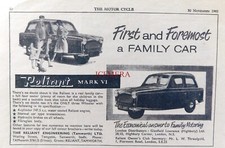 RELIANT 'Mark VI' 1961 Three-Wheeler Car Advert #2 : 669/160