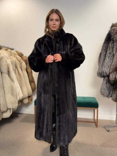 Mink fur coat black - mink,
