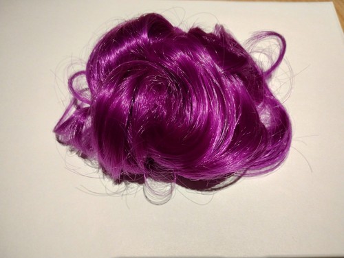 Purple messy hair bun - hair,