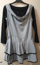 grey & black long sleeved mini rara dress with cowl neck, size 12-14, BNWOT