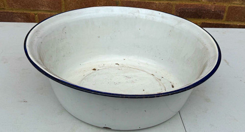 Large vintage white enamel - vintage,,