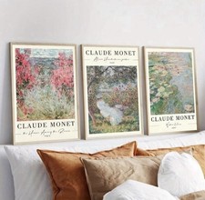 Set Of 3 Claude Monet Canvas Wall Art Prints 30x40cm Poster Style #173