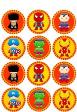 24 Marvel Super Hero Cup Cake Toppers Edible Birthday Party Decorations