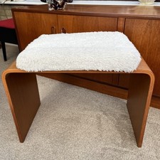 Rare Vintage Schreiber mid century 1970s bentwood stool with faux fur cover VGC