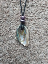 New Zealand Paua Abalone Shell Pendant Necklace