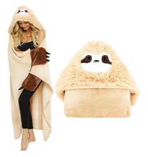 Sloth Hooded Blanket One Size Plush Animal Wearable Throw