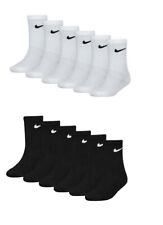 NIKE 3 PAIR LIGHTWEIGHT COTTON CREW SOCKS SPORTS SOCKS CHILD/JUNIOR SIZES 6-1 UK