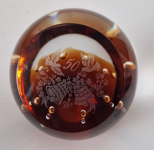 Caithness engraved glass - engraved, "50"