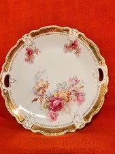 French Antique gold trim decorative porcelain serving plate. Free post only UK.