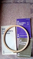  Wooden Sewing Hoop 18.5cm 7" Diameter For Embroidery, with books
