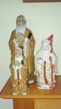 Three Vintage Chinese Figures Two Mud Men Confucius One Chinese Immortal