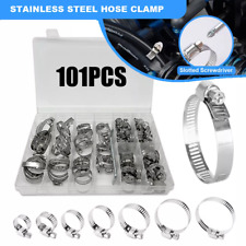 101Pcs Assorted Stainless Steel Hose Clamp Kit With No Driver Jubilee Clips Set