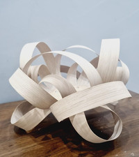 Natural ash wood Pendant Lamp, Veneer lamp Shade - Small