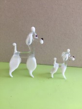 2x Murano Glass,Lauscha Glass,Bimini Glass:Poodle Dog & Puppy Ornament,Figure