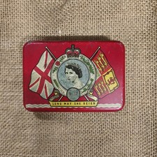 VINTAGE 1953 Queen Elizabeth II Coronation OXO Tin Red Royal Memorabilia QEII