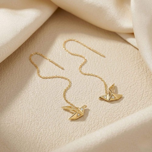 18ct gold plated - origami, crane