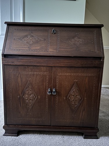 Dark solid wood bureau - solid,
