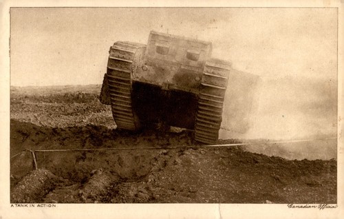 Wwi tank postcard - tank, daily