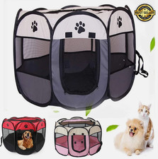Foldable Soft Fabric Puppy Play Pen Tent Dog Crate Cat Cage Pet bed Travel UK