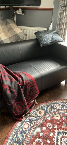 Ikea black leather - leather, seater