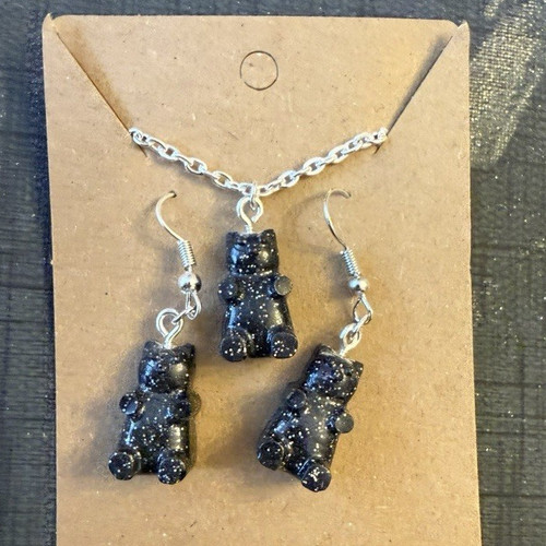 Black glitter gummy bear - gummy,