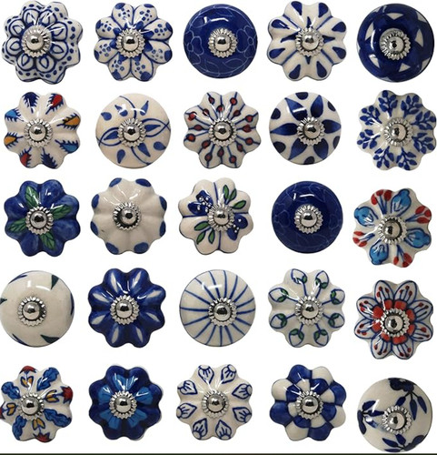 25x ceramic cabinet knobs - cabinet, blue