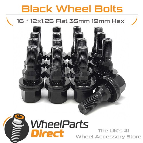 Wheel bolts 12x1 black - (16), 12x1.25