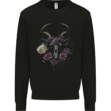 A Goat Skull With Roses Gothic Goth Mens Sweatshirt Jumper