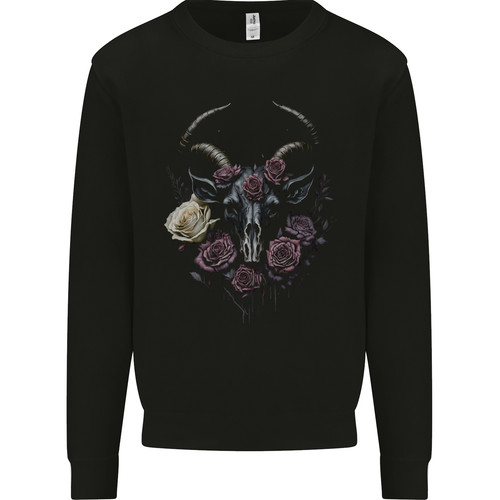 Goat skull with - roses, gothic