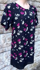 New -Ladies Damart Black Mix Floral Chiffon Lined Shift Style Summer Dress UK 18