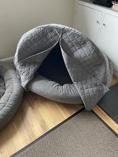 Collared Creatures Grey velour Deluxe Comfort Cocoon Dog Bed × 1 XL (125cm Dia)