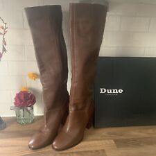 DUNE Tan Brown Soft Leather Slouch Pull On Boots - Knee High - UK 3 - RRP £150