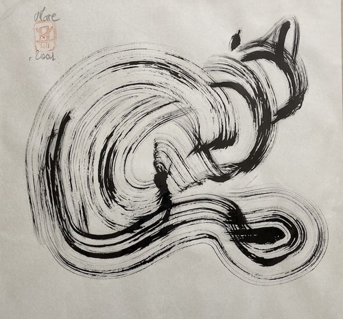 Vintage abstract cat brushwork - cat,