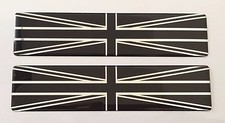 2 x LARGE CHROME & BLACK UNION JACK FLAGS - DOMED GEL FINISH STICKERS/DECALS  UK