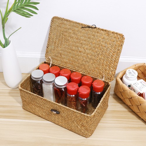 Woven box with lid - woven, wicker