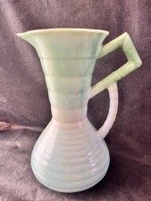 Falcon Ware Pottery Large Art Deco Jug w/ Bamboo style handle 9.75" Signature