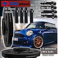 12MM ALLOY WHEEL SPACERS + BOLTS 4X100 PCD 56.1MM fits MINI R56 R57 MK2