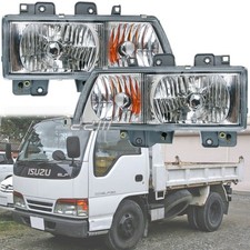 1 Pair Crystal Clear Headlight Lamp Fit For Isuzu Elf NPR NKR NQR NHR 1994-2004