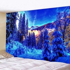 3D Large Blue Snowy Forest