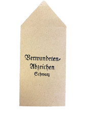 WWII German Issue Envelope or packet for the Wound Badge in black OLD PAPER