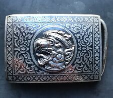 Amazing Vintage Silver Niello Buckle Marked Siam Stirling On Reverse.
