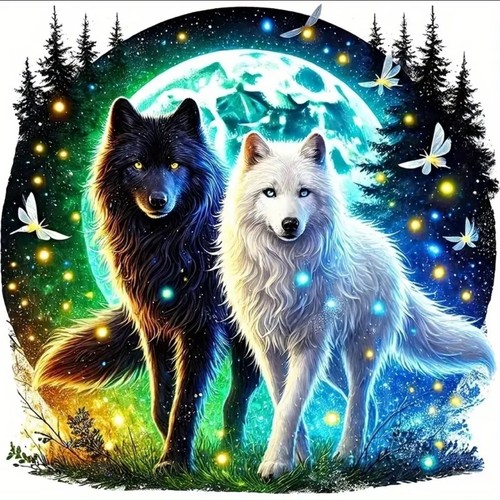 Black white wolf fantasy - black, &