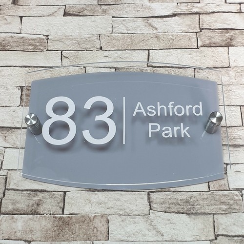 Dove grey modern house sign - modern,