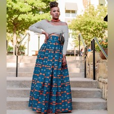 African Print Oseme Maxi Skirt Sz Medium. High Life print