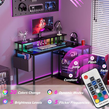 L Shaped Gaming Desk with LED