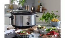 Crockpot 5.6L Slow Cooker 3 heat settings oven-safe Ceramic bowl Stainless Steel
