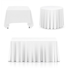 White Black Table Cloth Round