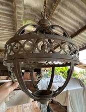 Antique Victorian Bronze Round Pendant Chandelier with Electrical Wiring