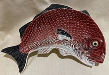 Vintage Bordallo Pinheiro Portugal Ceramic Fish Platter Dish, Approx 10 Inches